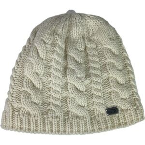 The North Face Beanie Hat Cable Knit Cream Fuzzy Lined Womens Cozy Pull-…